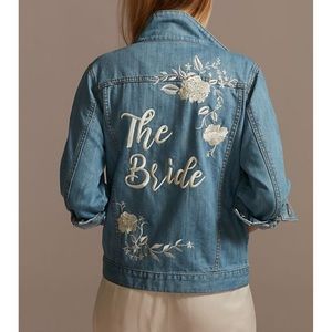 Embroidered Bride Jean Jacket with Flowers